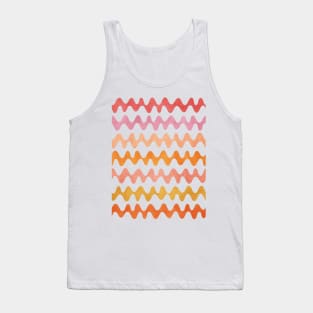 Abstract Waves Pink Orange Tank Top